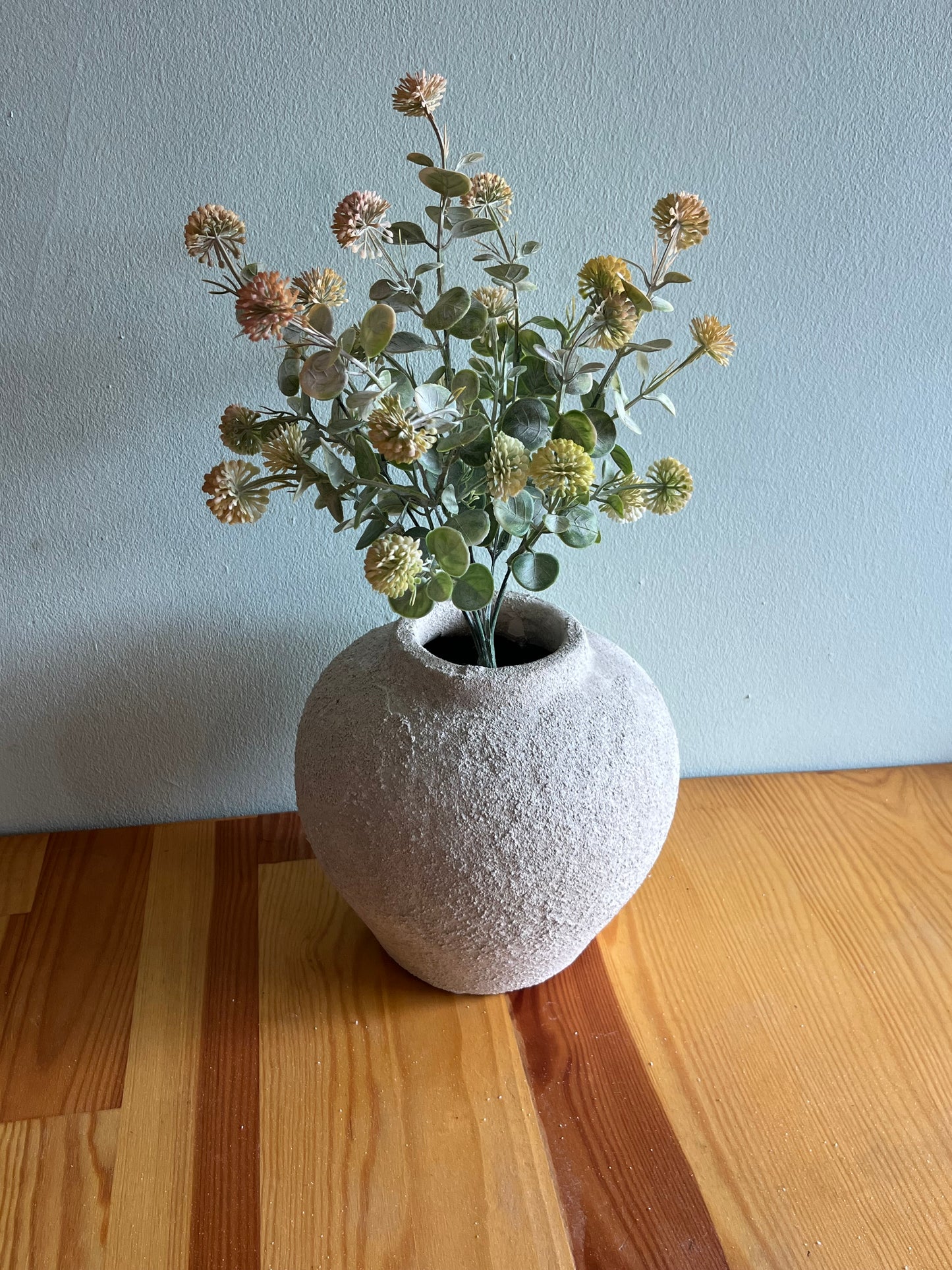 Orange Globe Ball spray faux flower stem