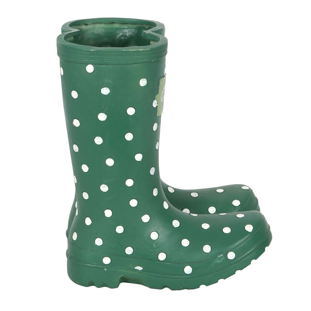 Green Spotted Welly planter