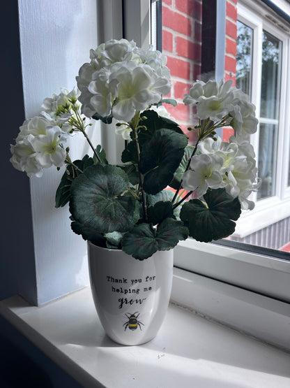 Thank You Pot and Faux Geranium
