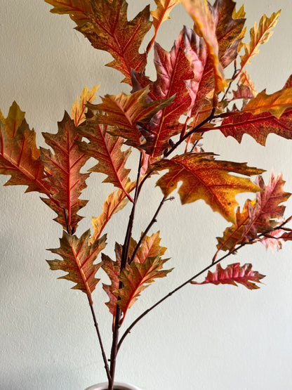 Oak leaves spray faux foliage stem