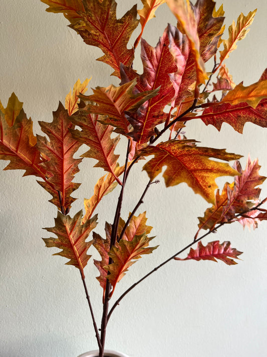 Oak leaves spray faux foliage stem