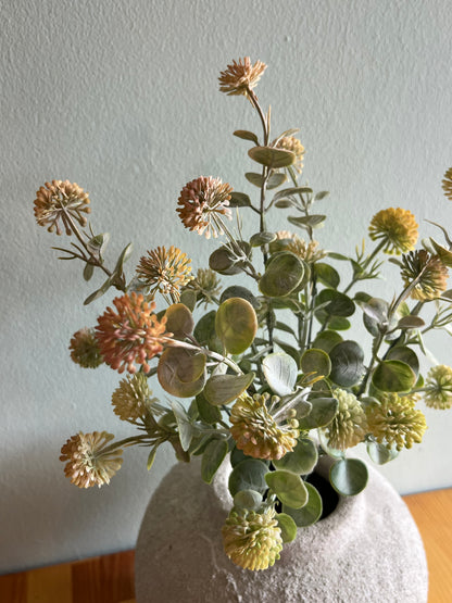 Orange Globe Ball spray faux flower stem