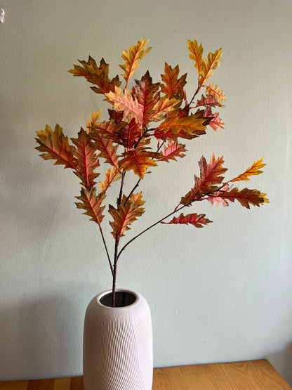 Oak leaves spray faux foliage stem