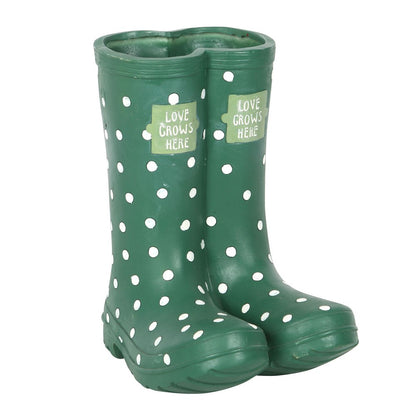 Green Spotted Welly planter