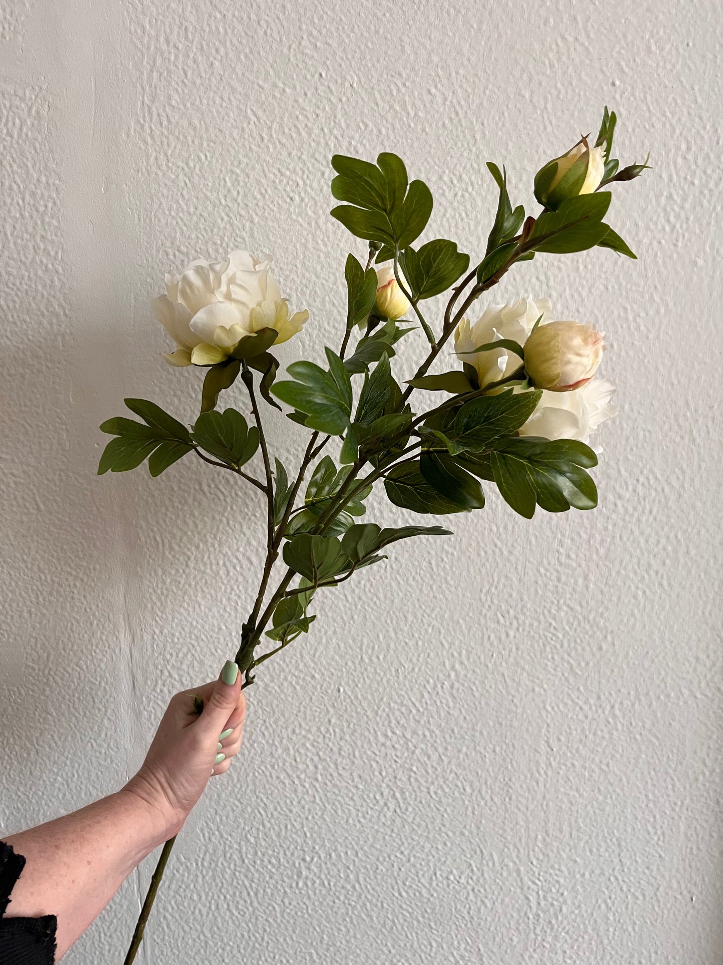 White Peony Spray 2 heads 2 buds