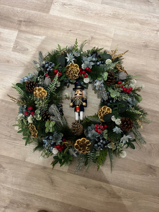 Navy Nutcracker Christmas Wreath