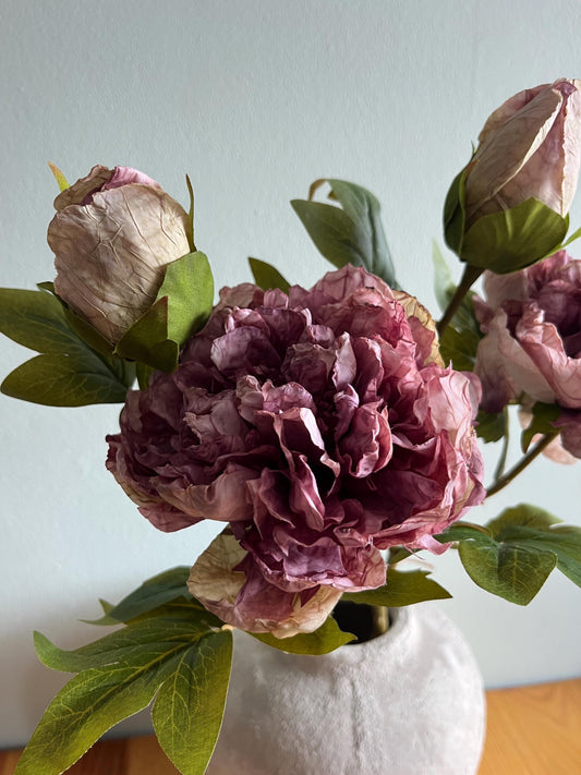 Dried Touch Vintage Mauve Peony Stem | peony | Autumn | Autumn Decor | Faux Flower