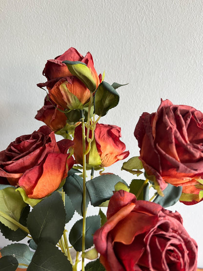 Dried Touch Rust Red Rose Stem | Roses | Autumn | Autumn Decor | Faux Flower