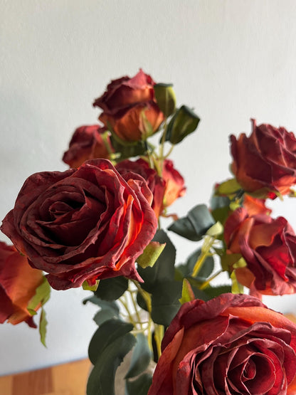 Dried Touch Rust Red Rose Stem | Roses | Autumn | Autumn Decor | Faux Flower